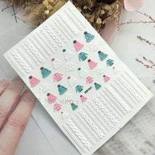 Load image into Gallery viewer, 3D Sweater Nail Sticker Acrylic Engraved Winter Nails Design Tip Wraps Decals Slider Decoration Nails Decal Nail Art 3D Acrylic Engraved Nail Sticker Nail Art Decoration Self-Adhesive Nail Art Decoration French Black and White Lace Retro Flower