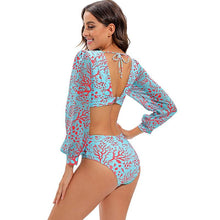 Load image into Gallery viewer, Surfing Swimsuit For Women Bikini Long Sleeve Swimwear Tiger Print Push Up Summer Bath Suit Two Piece Surfing Rash Guard Bikini Long Sleeve Swimsuit Set