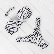 Load image into Gallery viewer, Bikini Set High Cut Solid Swimsuit Women Swimwear Push Up Bathing Suit Beachwear Leopard Bikini Women's Ribbed Underwire Bikini High Cut Bikini V Swimwear Butterfly Print High Leg Bikini Swimsuit
