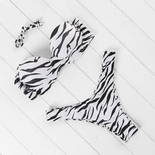 Load image into Gallery viewer, Bikini Set High Cut Solid Swimsuit Women Swimwear Push Up Bathing Suit Beachwear Leopard Bikini Women's Ribbed Underwire Bikini High Cut Bikini V Swimwear Butterfly Print High Leg Bikini Swimsuit
