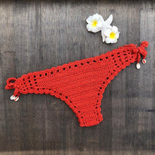 Load image into Gallery viewer, Handmade Vintage Crochet Bikinis Knitted Cotton Swimwear Women's Crochet Swimsuit Two Pieces Bathing Suits Bikini Swimsuit Top Bottom Bandage Modern Women Beachwear For Summer