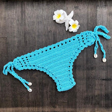 Load image into Gallery viewer, Handmade Vintage Crochet Bikinis Knitted Cotton Swimwear Women's Crochet Swimsuit Two Pieces Bathing Suits Bikini Swimsuit Top Bottom Bandage Modern Women Beachwear For Summer