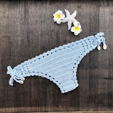 Load image into Gallery viewer, Handmade Vintage Crochet Bikinis Knitted Cotton Swimwear Women's Crochet Swimsuit Two Pieces Bathing Suits Bikini Swimsuit Top Bottom Bandage Modern Women Beachwear For Summer