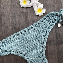 Load image into Gallery viewer, Handmade Vintage Crochet Bikinis Knitted Cotton Swimwear Women's Crochet Swimsuit Two Pieces Bathing Suits Bikini Swimsuit Top Bottom Bandage Modern Women Beachwear For Summer
