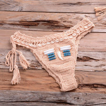 Load image into Gallery viewer, Vintage Blue Bikinis 2 Piece Halter Bikini Set Women High Waist Sequin Swimsuit Set Handmade Crochet High Quality Swimsuit Women Push Up Swimwear Knitted Beach Wear Bathing Suit