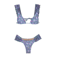 Load image into Gallery viewer, Female Swimsuit Women String Triangle Top Bikini Bottom Printed Push Up Swimsuit Bikini Sets Two Piece Split Button Beachwear Bathing Suit High Waist Bathing Suit High Cut