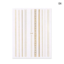 Load image into Gallery viewer, Black White 3D Nail Stickers Metal Gold Silver Geometric Tassel Strip Line Adhesive Transfer Decals Nail Art Design Gold Silver Metal Nail Sticker Metallic Curve Strip Line Nail Decal Self-Adhesive 3D Wave Design Nail Tips Decorations Manicure for Women