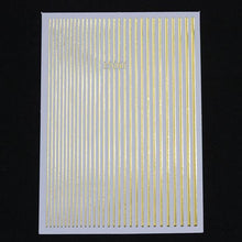 Load image into Gallery viewer, Black White 3D Nail Stickers Metal Gold Silver Geometric Tassel Strip Line Adhesive Transfer Decals Nail Art Design Gold Silver Metal Nail Sticker Metallic Curve Strip Line Nail Decal Self-Adhesive 3D Wave Design Nail Tips Decorations Manicure for Women
