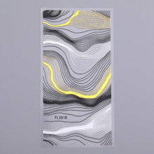 Load image into Gallery viewer, Black White 3D Nail Stickers Metal Gold Silver Geometric Tassel Strip Line Adhesive Transfer Decals Nail Art Design Gold Silver Metal Nail Sticker Metallic Curve Strip Line Nail Decal Self-Adhesive 3D Wave Design Nail Tips Decorations Manicure for Women