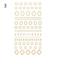 Load image into Gallery viewer, Black White 3D Nail Stickers Metal Gold Silver Geometric Tassel Strip Line Adhesive Transfer Decals Nail Art Design Gold Silver Metal Nail Sticker Metallic Curve Strip Line Nail Decal Self-Adhesive 3D Wave Design Nail Tips Decorations Manicure for Women