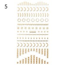 Load image into Gallery viewer, Black White 3D Nail Stickers Metal Gold Silver Geometric Tassel Strip Line Adhesive Transfer Decals Nail Art Design Gold Silver Metal Nail Sticker Metallic Curve Strip Line Nail Decal Self-Adhesive 3D Wave Design Nail Tips Decorations Manicure for Women