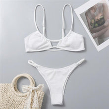 Load image into Gallery viewer, Women One-Shoulder Bikini Swimsuit Women Push Up Swimwear Women's Bathing Suit Comfortable Bikini Ribbed Two Piece Swimsuit Bikini Set Summer Bathing Suit Beach Wear Swimming Suit