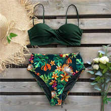 Load image into Gallery viewer, Bikini Female Swimsuit Women Swimwear Push Up Bikinis Set High Waist Swimming Suits Two Piece Set Women Swimsuit Solid Printed Bikini Push-Up Pad Swimwear Set Beachwear Ruffled Bathing Suit