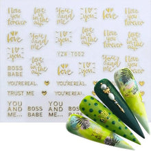 Load image into Gallery viewer, Nail Stickers for Manicure Nail Sticker Sliders For Nails Decal Self-adhesive Nails Figures Transfer Black Accessories Sliders Manicure Decoration 3D Nail Supplies Holographic Decals Transfer Sliders Nail Design Manicures Nail Self-Adhesive Sticker