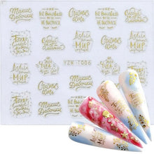 Load image into Gallery viewer, Nail Stickers for Manicure Nail Sticker Sliders For Nails Decal Self-adhesive Nails Figures Transfer Black Accessories Sliders Manicure Decoration 3D Nail Supplies Holographic Decals Transfer Sliders Nail Design Manicures Nail Self-Adhesive Sticker
