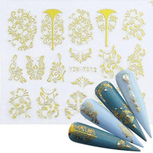 Load image into Gallery viewer, Nail Stickers for Manicure Nail Sticker Sliders For Nails Decal Self-adhesive Nails Figures Transfer Black Accessories Sliders Manicure Decoration 3D Nail Supplies Holographic Decals Transfer Sliders Nail Design Manicures Nail Self-Adhesive Sticker