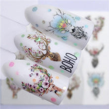 Load image into Gallery viewer, Sliders For Nails Winter Nail Stickers Elk Wolf Animal Sticker Figure Art Transfer Flowers Butterflies Watermark Water Slider Art Nail Stickers Sexy Girl Designs Comics Water Transfer Decals Manicure Lips Nail Art Decorations Slider Nail Art Stickers
