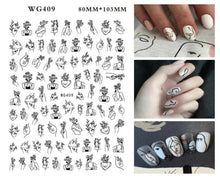 Load image into Gallery viewer, Leaf With Lines Nails Sticker Designer Fruit Nail Art 3D Decals Acrylic Designs Self Adhesive Manicure Slider Stickers Glitter Decals Love Nail Sequins Laser Heart Nail Supplies Sparkle Nail Accessories Star Accessories Heart Nail Art