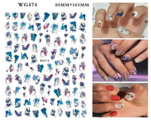 Load image into Gallery viewer, Leaf With Lines Nails Sticker Designer Fruit Nail Art 3D Decals Acrylic Designs Self Adhesive Manicure Slider Stickers Glitter Decals Love Nail Sequins Laser Heart Nail Supplies Sparkle Nail Accessories Star Accessories Heart Nail Art