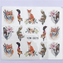 Load image into Gallery viewer, Fox Wolf Animal 3D Embossed Nail Sticker Flower Adhesive Manicure Slider Nail Art Tips Decorations Decals Manicure Design Golden Firework Star Accessories Heart Nail Art Stickers Glitter Decals Love Nail Sequins Laser Heart Nail
