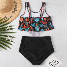 Load image into Gallery viewer, Women High Waist Bikini Plus Size Swimwear Summer Swimsuit Beach Bathing Suit Ruffle Bikini Floral Printed Ruffle High Waist Bikini Set Women's Tummy Control Bathing Suit Swimsuit Flounce Peplum