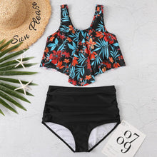 Load image into Gallery viewer, Women High Waist Bikini Plus Size Swimwear Summer Swimsuit Beach Bathing Suit Ruffle Bikini Floral Printed Ruffle High Waist Bikini Set Women's Tummy Control Bathing Suit Swimsuit Flounce Peplum