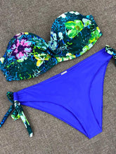 Load image into Gallery viewer, Bikini Sets Solid Color Swimsuit Mid-Waist Gather Cup Bikinis Women Swimwear Female Bathing Suits Beach wear Two Piece Swimsuits Triangle Bikini swimsuits for Women
