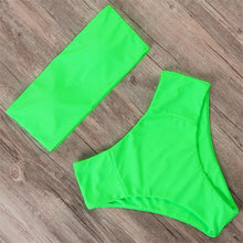 Load image into Gallery viewer, Bandage Bikini Swimwear Women Swimsuit High Waist Bikini Set Bathing Suit Push Up Women's Spaghetti Strap Bandeau Lace Up High Waist 2PCS Bikini Set