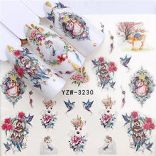 Load image into Gallery viewer, Flower Animal Designs Water Transfer Sticker Nail Art Decals Fashion Wraps Tips Manicure Tools Nail Watermark Decals iridescent Decoration Nail Self-Adhesive Decals Nail Stickers Water Transfer Fresh Nail Decals for Nail Art