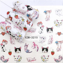 Load image into Gallery viewer, Flower Animal Designs Water Transfer Sticker Nail Art Decals Fashion Wraps Tips Manicure Tools Nail Watermark Decals iridescent Decoration Nail Self-Adhesive Decals Nail Stickers Water Transfer Fresh Nail Decals for Nail Art