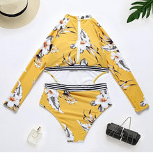Load image into Gallery viewer, Surfing Swimsuit For Women Bikini Long Sleeve Swimwear Tiger Print Push Up Summer Bath Suit Two Piece Surfing Rash Guard Bikini Long Sleeve Swimsuit Set