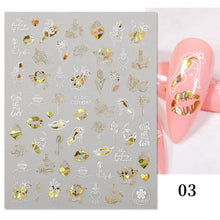 Load image into Gallery viewer, Gold Christmas Snowflake 3D Nail Stickers Sparkly Iridescent Silver Xmas Tree Elk Deer Transfer Sliders Winter Nails Accessories Design Decor Tip Transfer Nail Decals Sticker For Pretty Girl Self-Adhesive Nail Decals Designer Nail Stickers