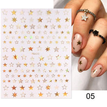 Load image into Gallery viewer, Gold Christmas Snowflake 3D Nail Stickers Sparkly Iridescent Silver Xmas Tree Elk Deer Transfer Sliders Winter Nails Accessories Design Decor Tip Transfer Nail Decals Sticker For Pretty Girl Self-Adhesive Nail Decals Designer Nail Stickers
