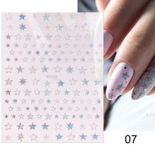 Load image into Gallery viewer, Gold Christmas Snowflake 3D Nail Stickers Sparkly Iridescent Silver Xmas Tree Elk Deer Transfer Sliders Winter Nails Accessories Design Decor Tip Transfer Nail Decals Sticker For Pretty Girl Self-Adhesive Nail Decals Designer Nail Stickers