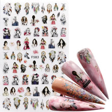 Load image into Gallery viewer, 3D Nail Slider Black Russia Letter Sticker Decals Flamingo Design Adhesive Manicure Tips Nail Art Decorations Accessories Sliders Manicure Decoration 3D Nail Supplies Holographic Decals Transfer Sliders Nail Design Manicures Nail Self-Adhesive Sticker