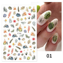 Load image into Gallery viewer, Flowers Leaves Line 3D Nail Stickers Autumn Winter Fall Leaf Design Transfer Sliders Abstract Waves Nail Art Decals Manicures Decal Self-Adhesive 3D Wave Design Decoration for Women Girls Tape Nail Art Stickers Decal Decoration