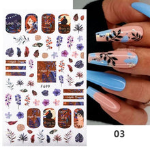 Load image into Gallery viewer, Flowers Leaves Line 3D Nail Stickers Autumn Winter Fall Leaf Design Transfer Sliders Abstract Waves Nail Art Decals Manicures Decal Self-Adhesive 3D Wave Design Decoration for Women Girls Tape Nail Art Stickers Decal Decoration
