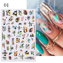 Load image into Gallery viewer, Flowers Leaves Line 3D Nail Stickers Autumn Winter Fall Leaf Design Transfer Sliders Abstract Waves Nail Art Decals Manicures Decal Self-Adhesive 3D Wave Design Decoration for Women Girls Tape Nail Art Stickers Decal Decoration