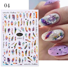 Load image into Gallery viewer, Flowers Leaves Line 3D Nail Stickers Autumn Winter Fall Leaf Design Transfer Sliders Abstract Waves Nail Art Decals Manicures Decal Self-Adhesive 3D Wave Design Decoration for Women Girls Tape Nail Art Stickers Decal Decoration
