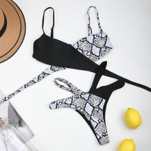Load image into Gallery viewer, Women High Waist Bikini Swimsuit Swimwear Female Women Metal Ring Cross Bandage Bikini Set Swimsuit Two Piece Cutout Tie Back Bathing Suit Thong Bikini Set Bathing Suit Bather