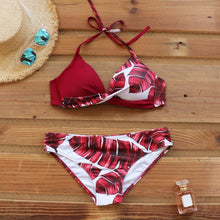 Load image into Gallery viewer, Push Up Women Bikinis Swimwear Women's Bathing Suits Push Up Halter Bandage Bikini Floral Printing Swim Bottoms Two Piece Swimsuits Women Swimsuits Bathing Suit Halter Leaf Print Beach Wear Plus Size