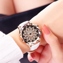 Load image into Gallery viewer, Luxury White Flower Womens Watch Analog Quartz Waterproof Wristwatches Elegant Leather Strap Modern Design