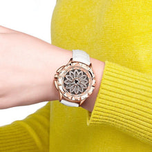 Load image into Gallery viewer, Luxury White Flower Womens Watch Analog Quartz Waterproof Wristwatches Elegant Leather Strap Modern Design
