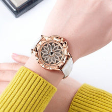 Load image into Gallery viewer, Luxury White Flower Womens Watch Analog Quartz Waterproof Wristwatches Elegant Leather Strap Modern Design
