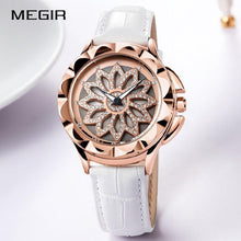 Load image into Gallery viewer, Luxury White Flower Womens Watch Analog Quartz Waterproof Wristwatches Elegant Leather Strap Modern Design