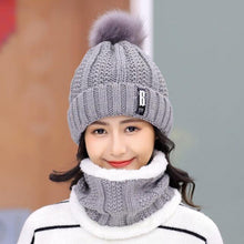 Load image into Gallery viewer, Warm Winter Skellies Beanies Knitted Hat Women Brand High Quality Winter Women Ball Ski Wool Fur Hat Pompoms Hats Knitted Scarf Women's Winter Beanie Hat, Warm Fleece Lined Knitted Soft Ski Cuff Cap with Pompom