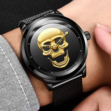 Load image into Gallery viewer, Men's Waterproof Stainless Steel Watch 3D Skull And Fluorescent Hands Unique Design Perfect Gift