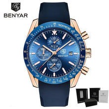 Load image into Gallery viewer, New Men Silver Blue Watch Business Analog Chronogragh Full Steel Luxury Casual Male Waterproof Sports Design Watches