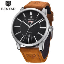 Load image into Gallery viewer, Business Fashion Men Watches Brown Luxury Military Leather Band Wristwatches Date Week Display Watch