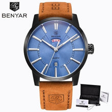 Load image into Gallery viewer, Business Fashion Men Watches Brown Luxury Military Leather Band Wristwatches Date Week Display Watch